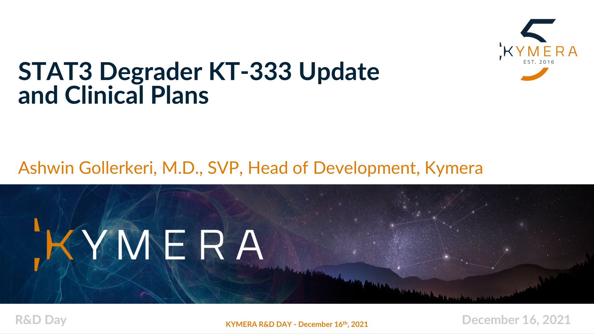 degrader update and clinical plans head of development | Kymera