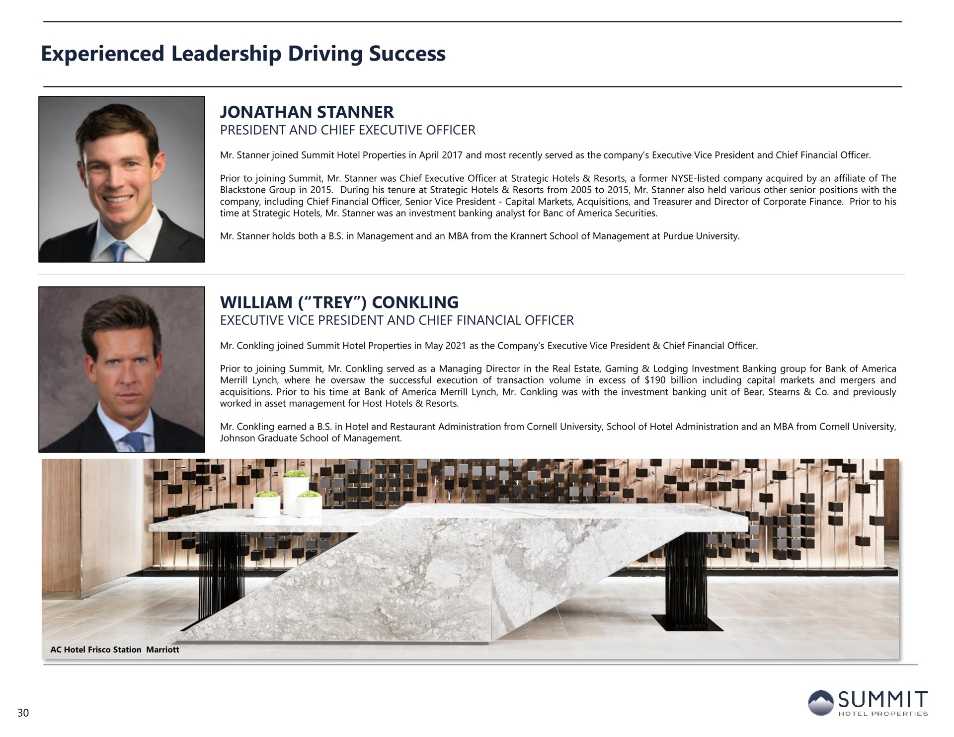 experienced leadership driving success summit | Summit Hotel Properties