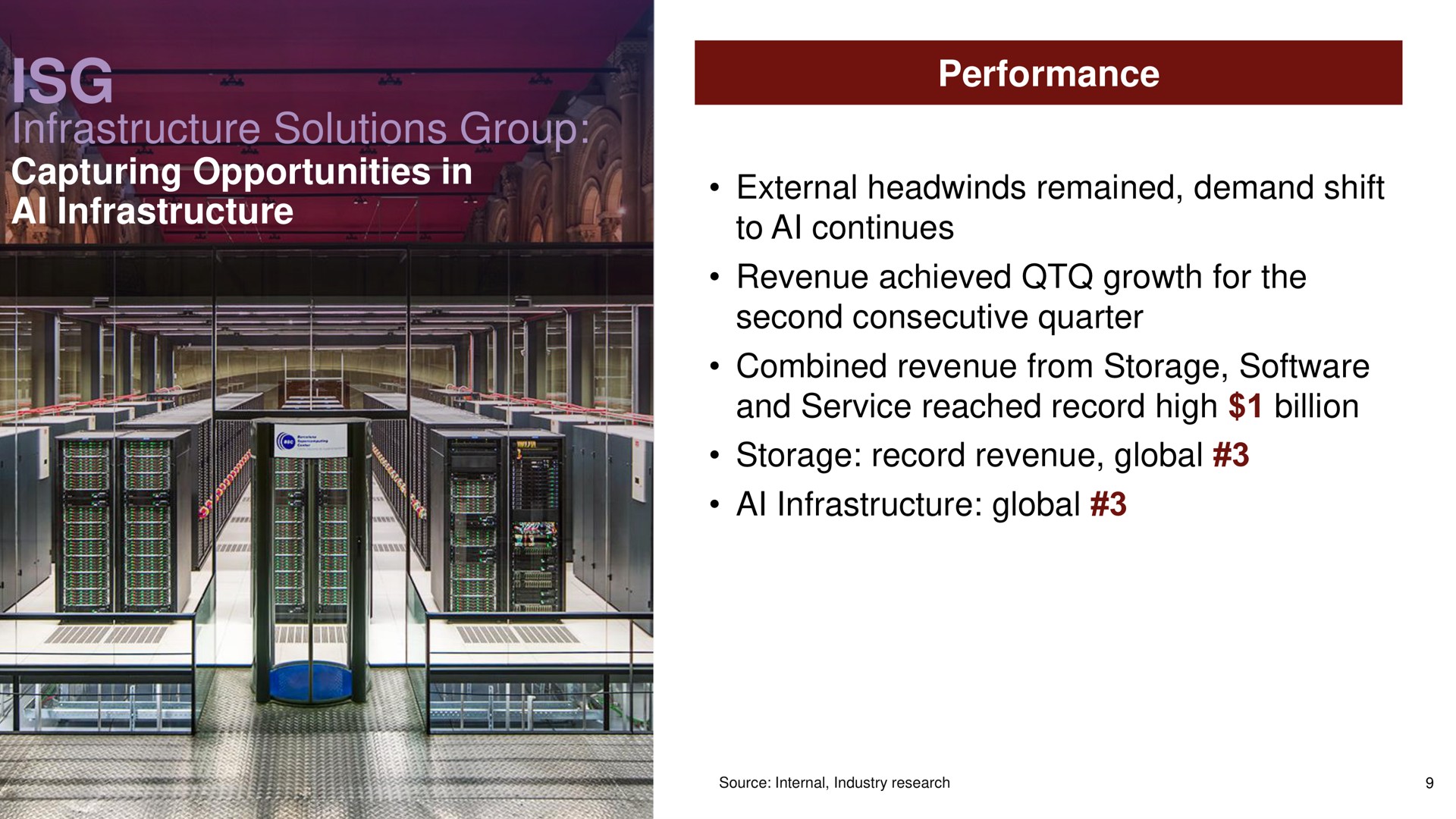 infrastructure solutions group capturing opportunities in infrastructure performance external remained demand shift to continues revenue achieved growth for the combined revenue from storage and service reached record high billion global | Lenovo