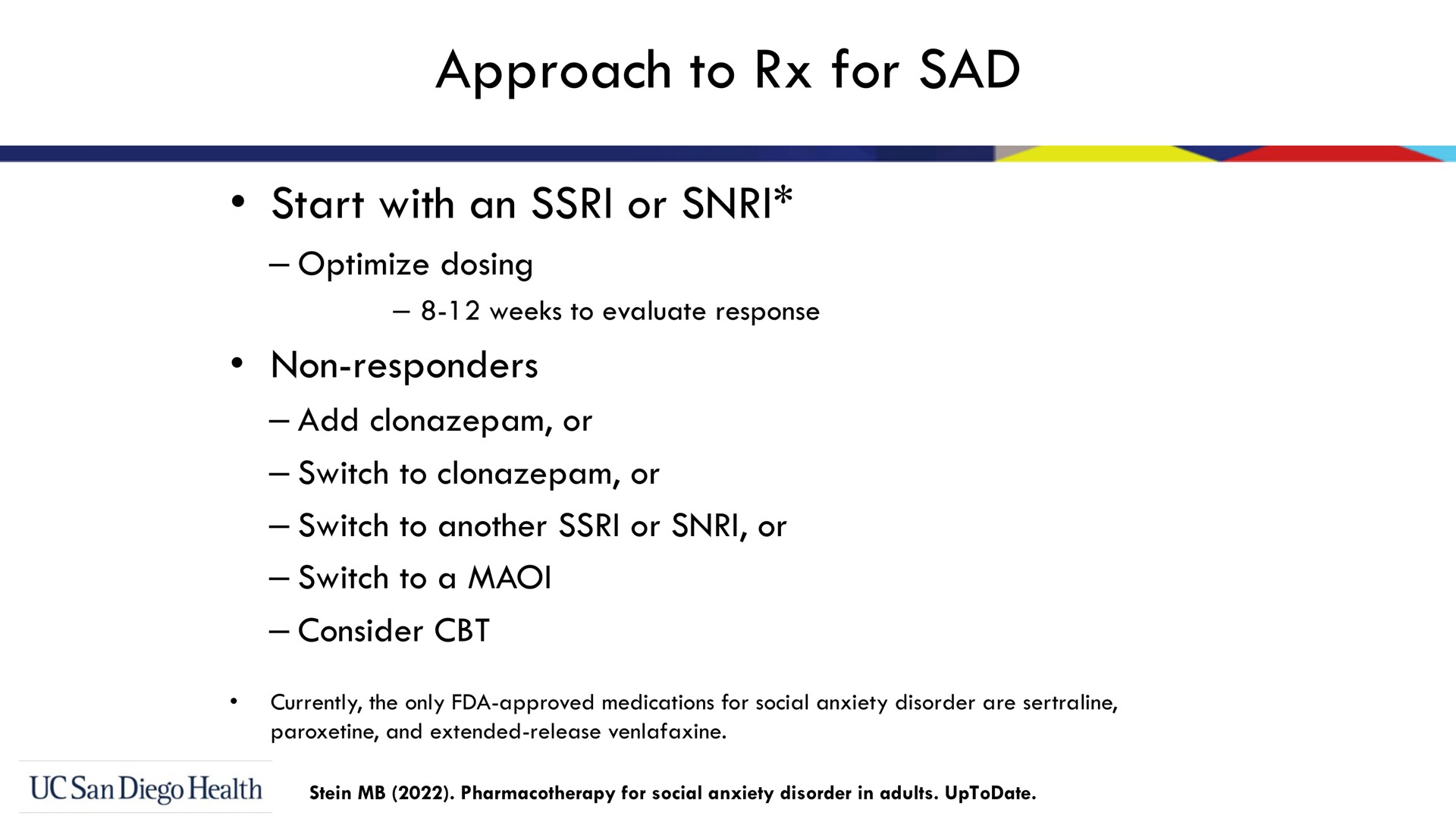 approach to for sad start with an or non responders | Bionomics