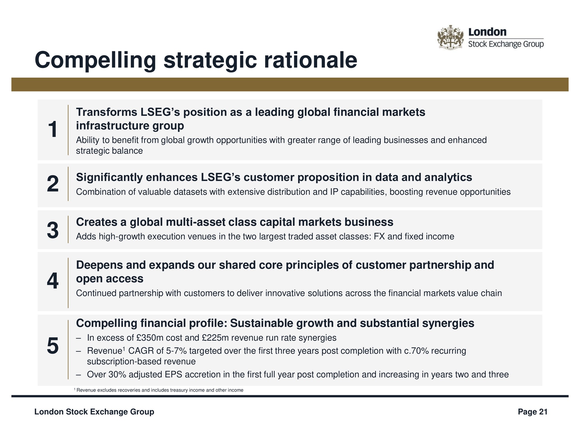 compelling strategic rationale a | LSE