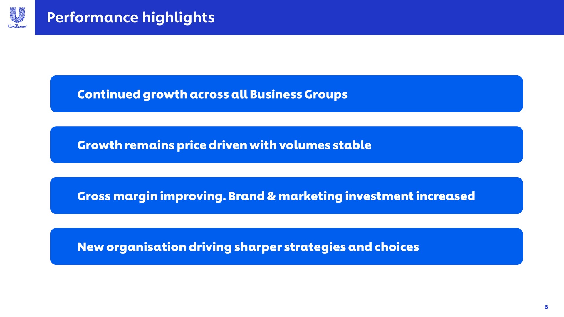 performance highlights a | Unilever
